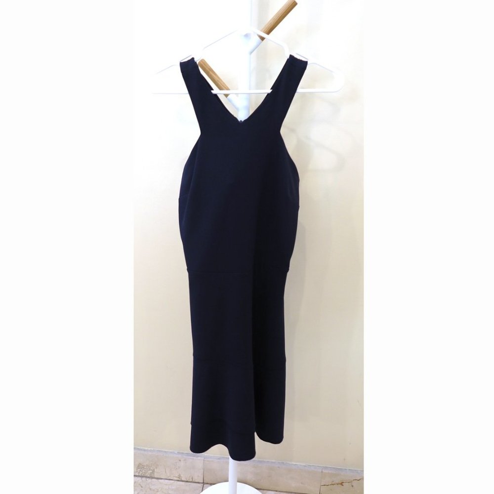 Aqua Womens Navy Halter Neck Fit & Flare Midi